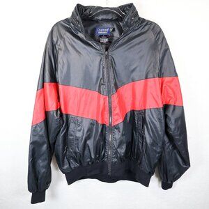 Duckster Lightweight Bomber Style Windbreaker Jacket Vintage 90s Red Black XL
